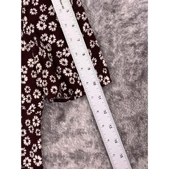 Reformation Dress 12 Womens Chocolate Brown Floral Plunge Smocked Mini - Picture 5 of 9